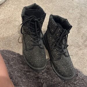 Rock & Candy Black Studded Combat Boots